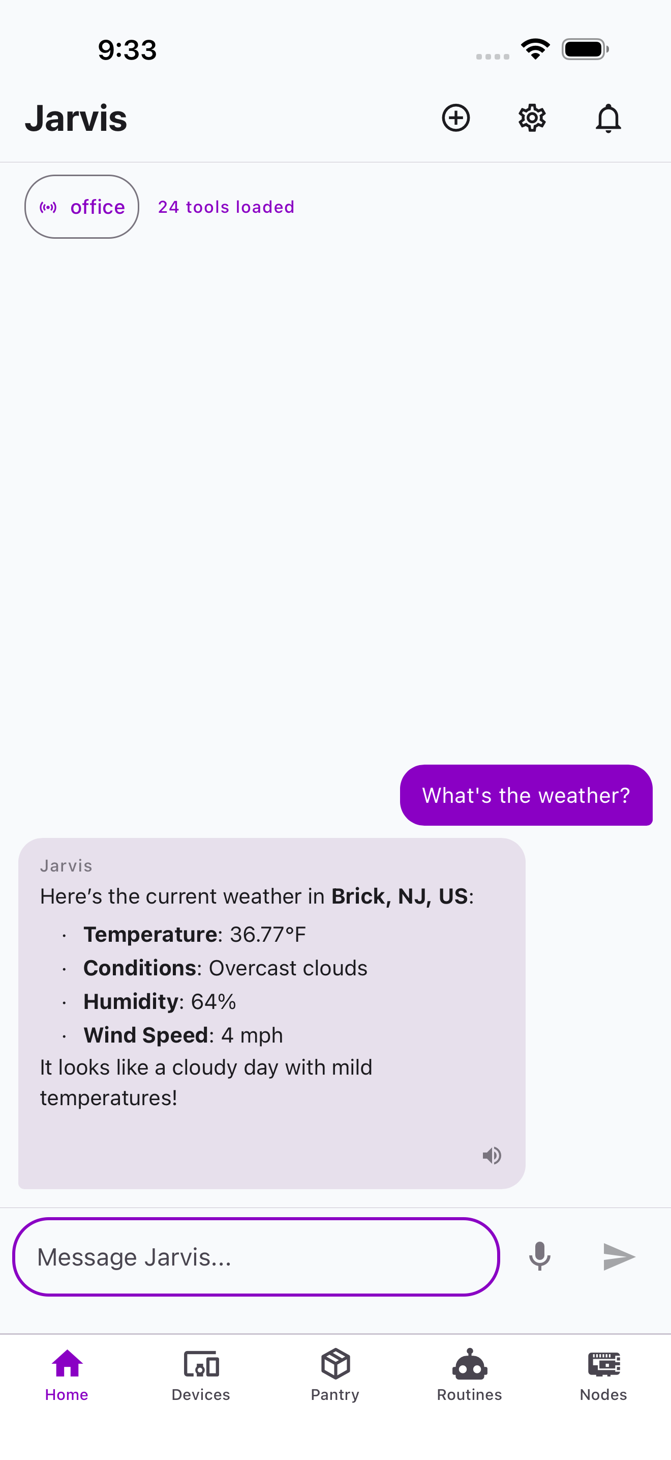 Chat with weather response