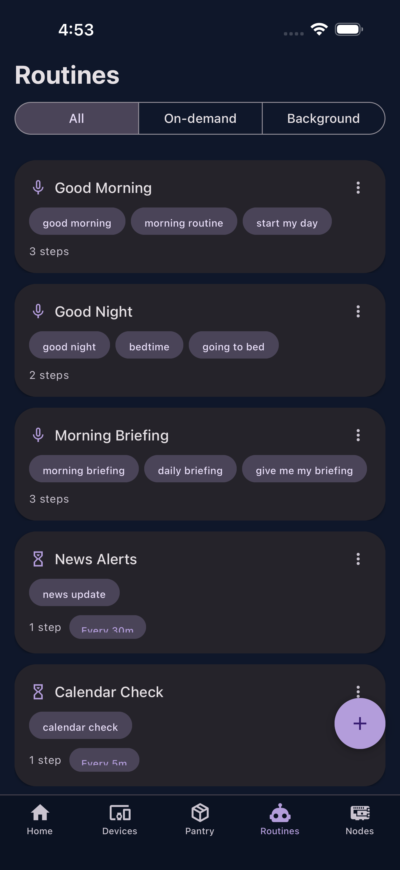 Routines list