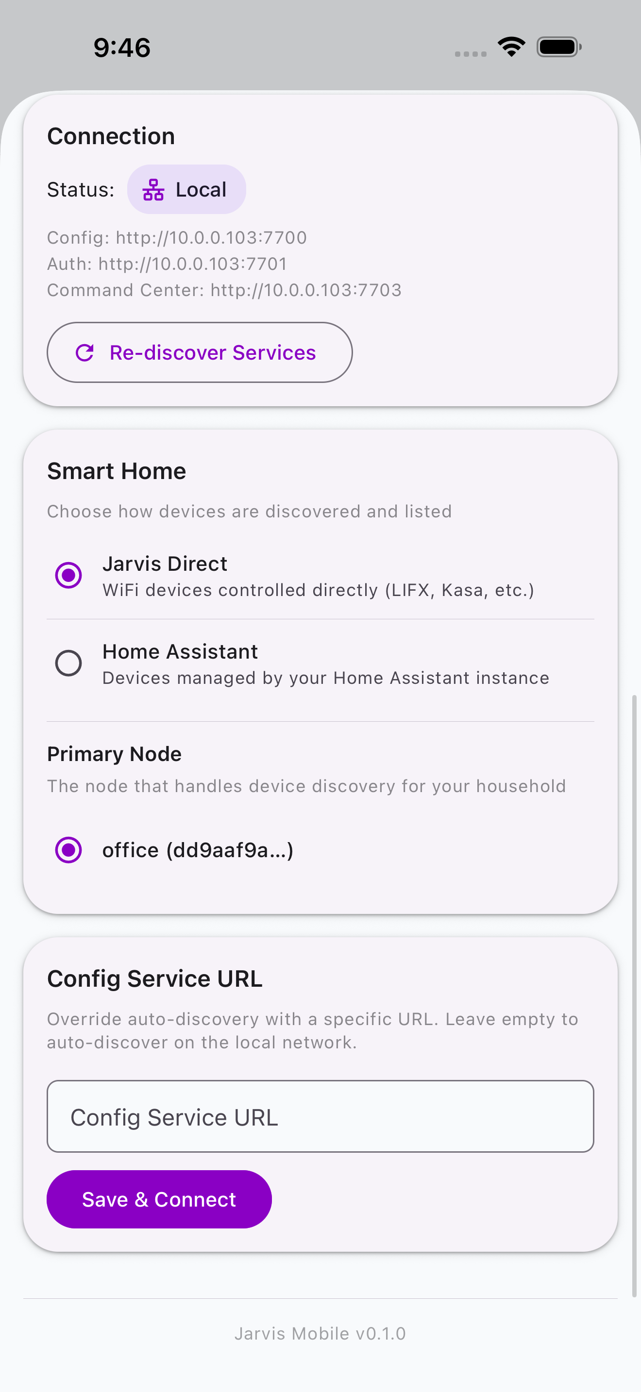 Smart home settings